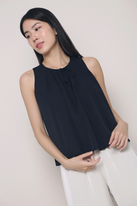 Carla Pleat Sleeveless Blouse Navy