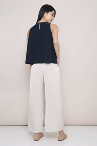 Carla Pleat Sleeveless Blouse Navy