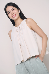 Carla Pleat Sleeveless Blouse Seashell