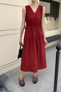 Chantelle Tie Waist Midi Dress Crimson