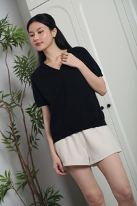 Charlie Button Down Knit Top Black