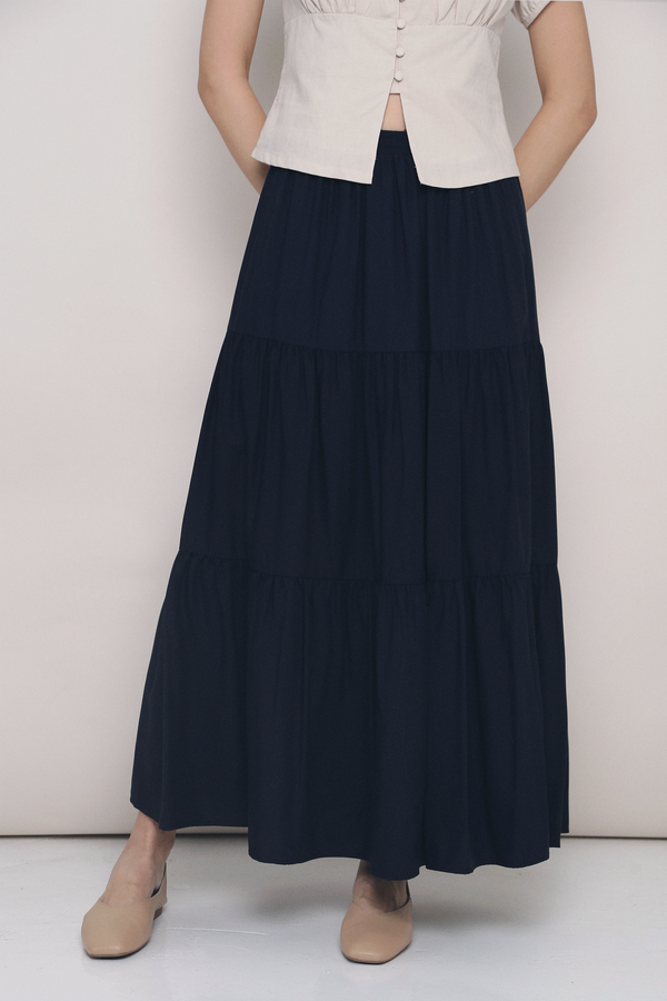 Charlotte Tier Maxi Skirt Midnight Navy