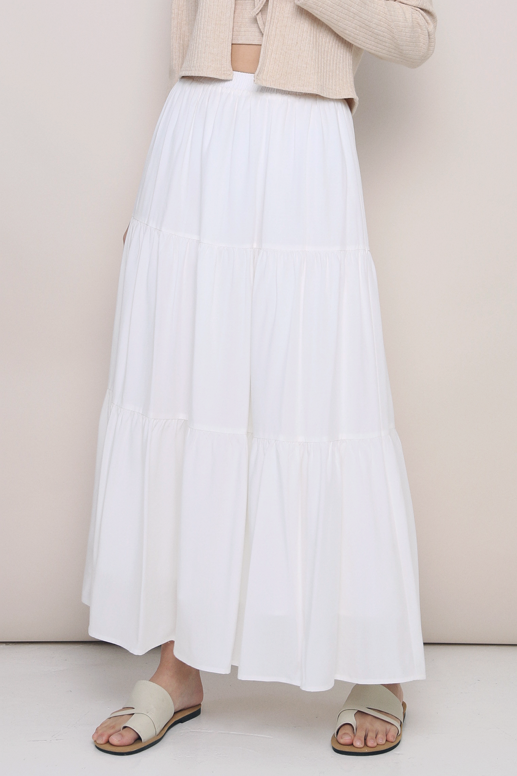 Charlotte Tier Maxi Skirt White