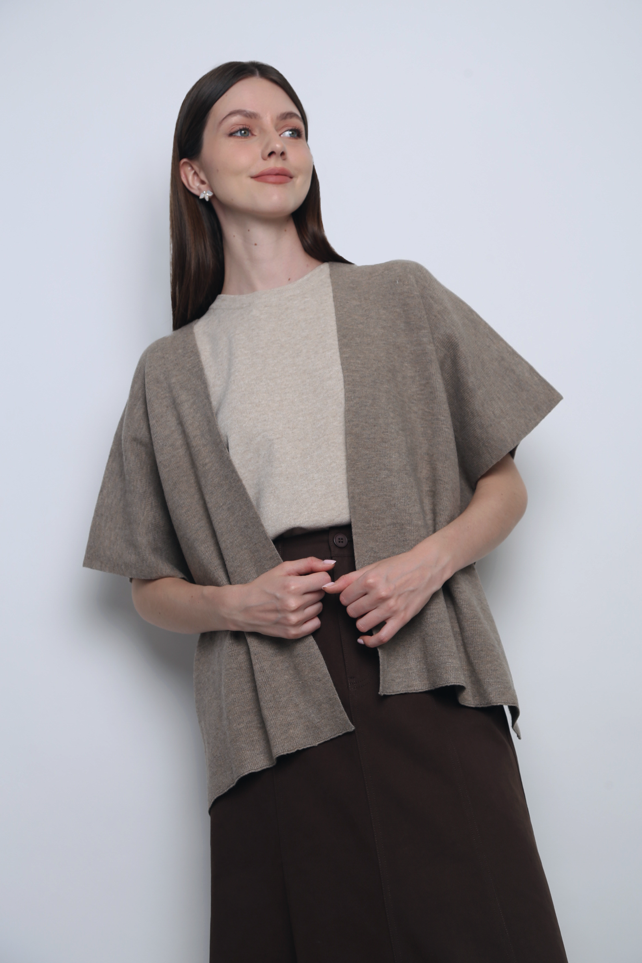 Chate Drape Cardigan Taupe (Backorder)