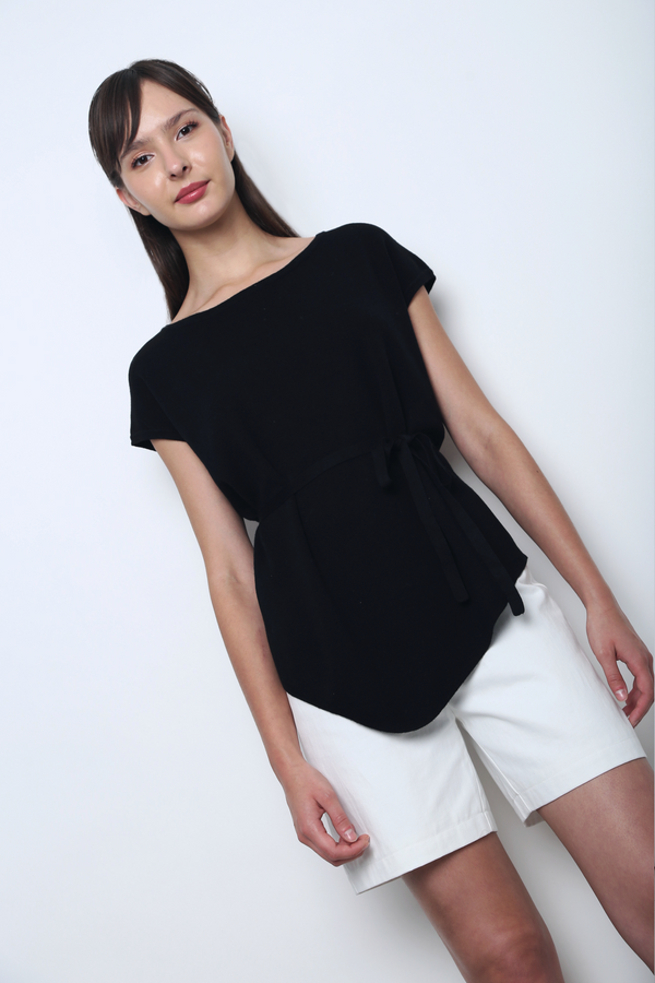 Claridge Scarf Knit Top Black