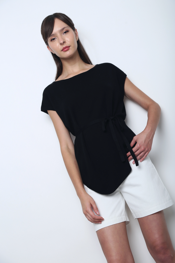 Claridge Scarf Knit Top Black