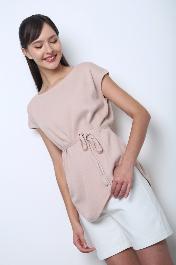 Claridge Scarf Knit Top Blush