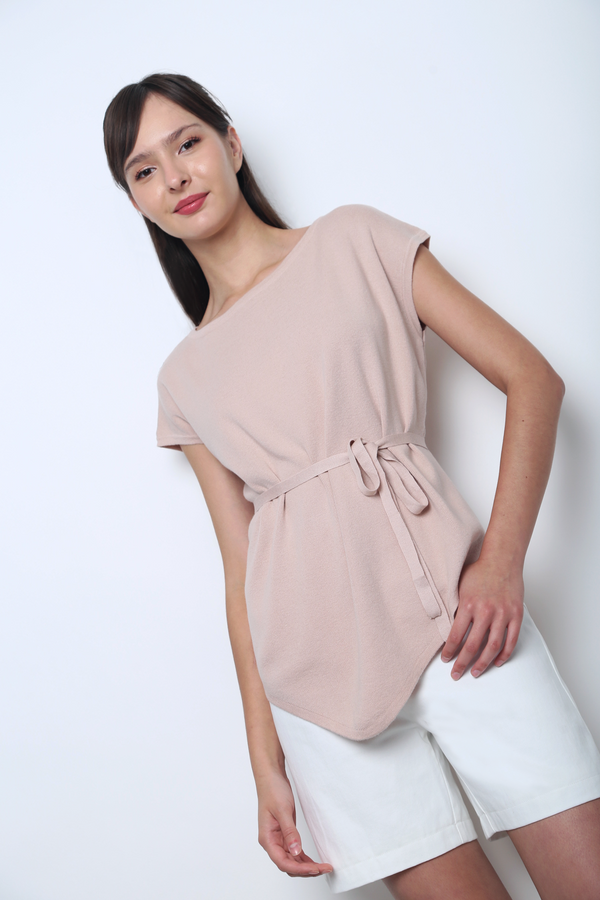 Claridge Scarf Knit Top Blush