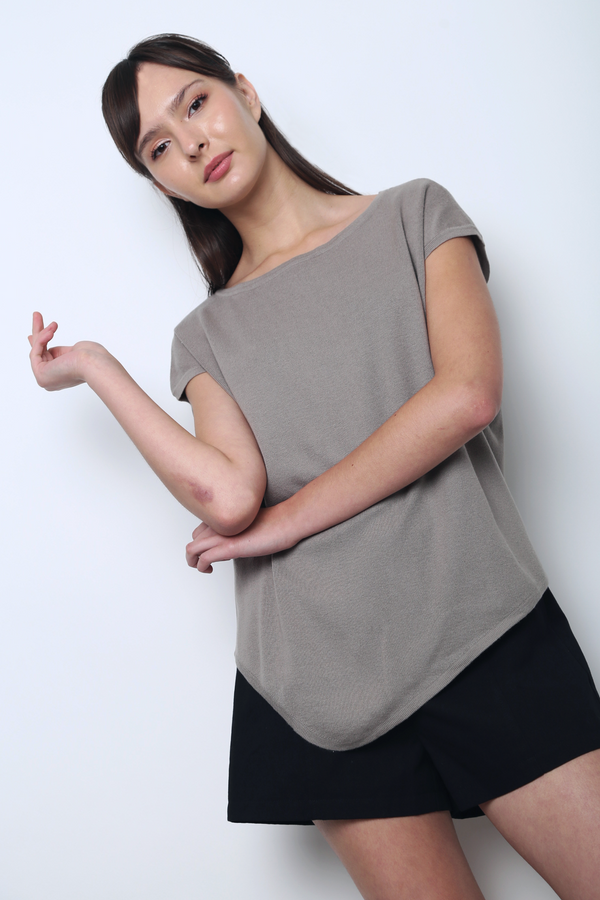 Claridge Scarf Knit Top Taupe