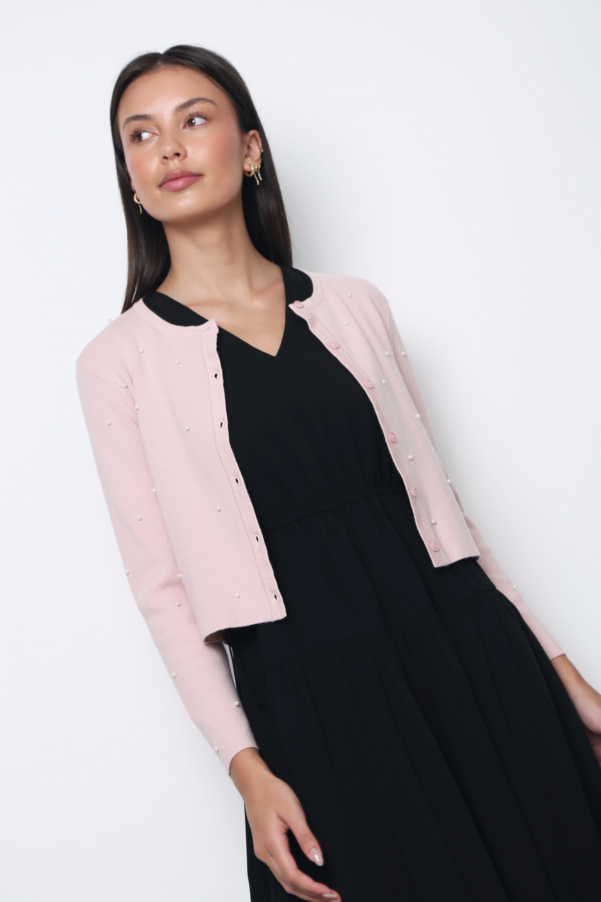 Como Pearl Knit Cardigan Pink