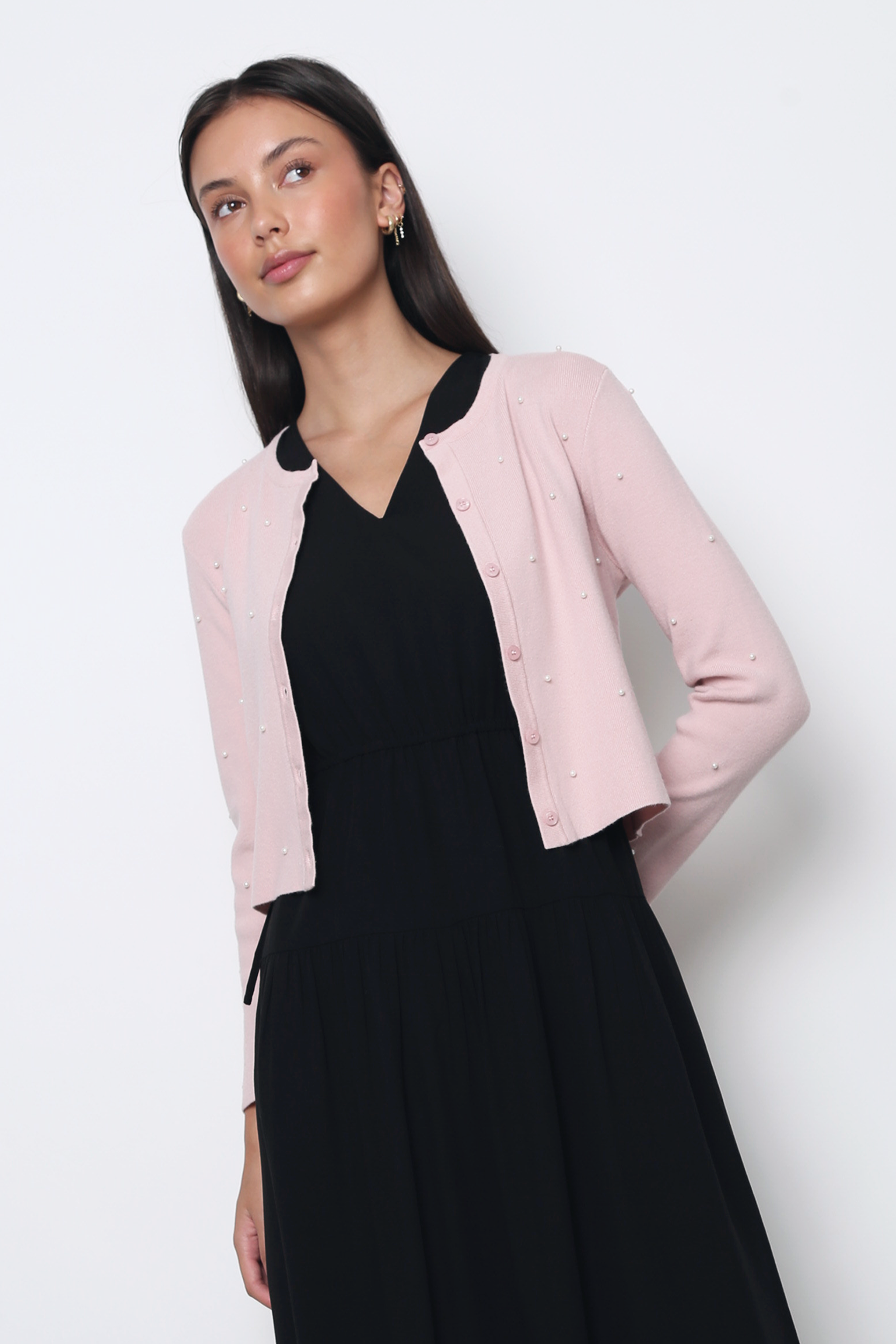 Como Pearl Knit Cardigan Pink