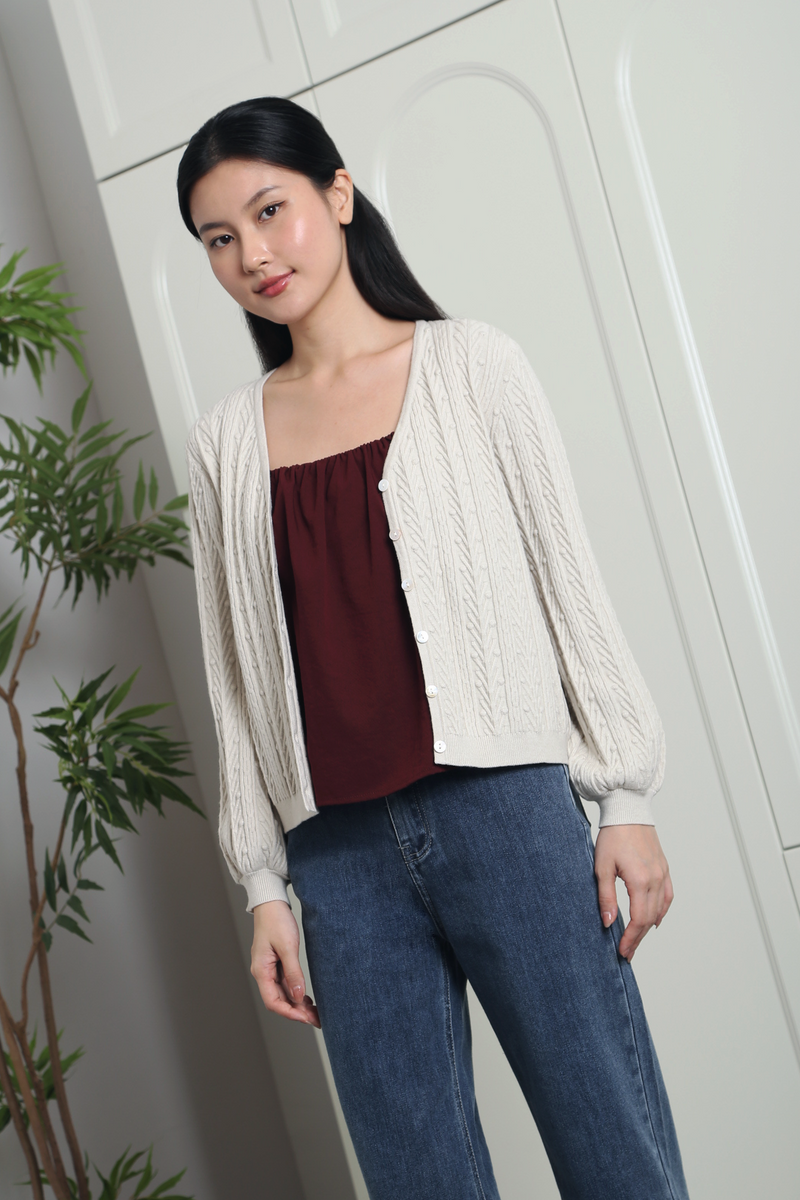 Cotton Tale Knit Cardigan Cream