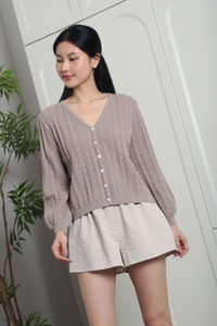 Cotton Tale Knit Cardigan Taupe