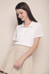 Dani Eyelet Polo Blouse White