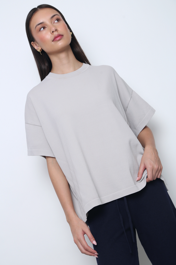 Darcy V2 Oversized Boxy Knit Stone White