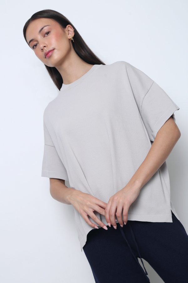 Darcy V2 Oversized Boxy Knit Stone White