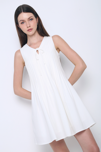 Darling Pleat Dress White (Restock)