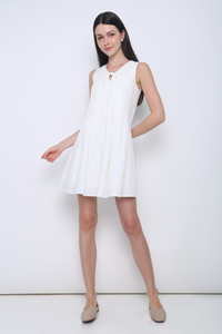 Darling Pleat Dress White (Restock)