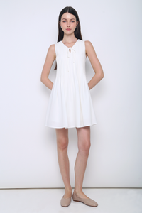 Darling Pleat Dress White (Restock)