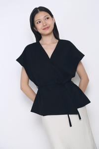 Dawn Kimono Wrap Blouse Black