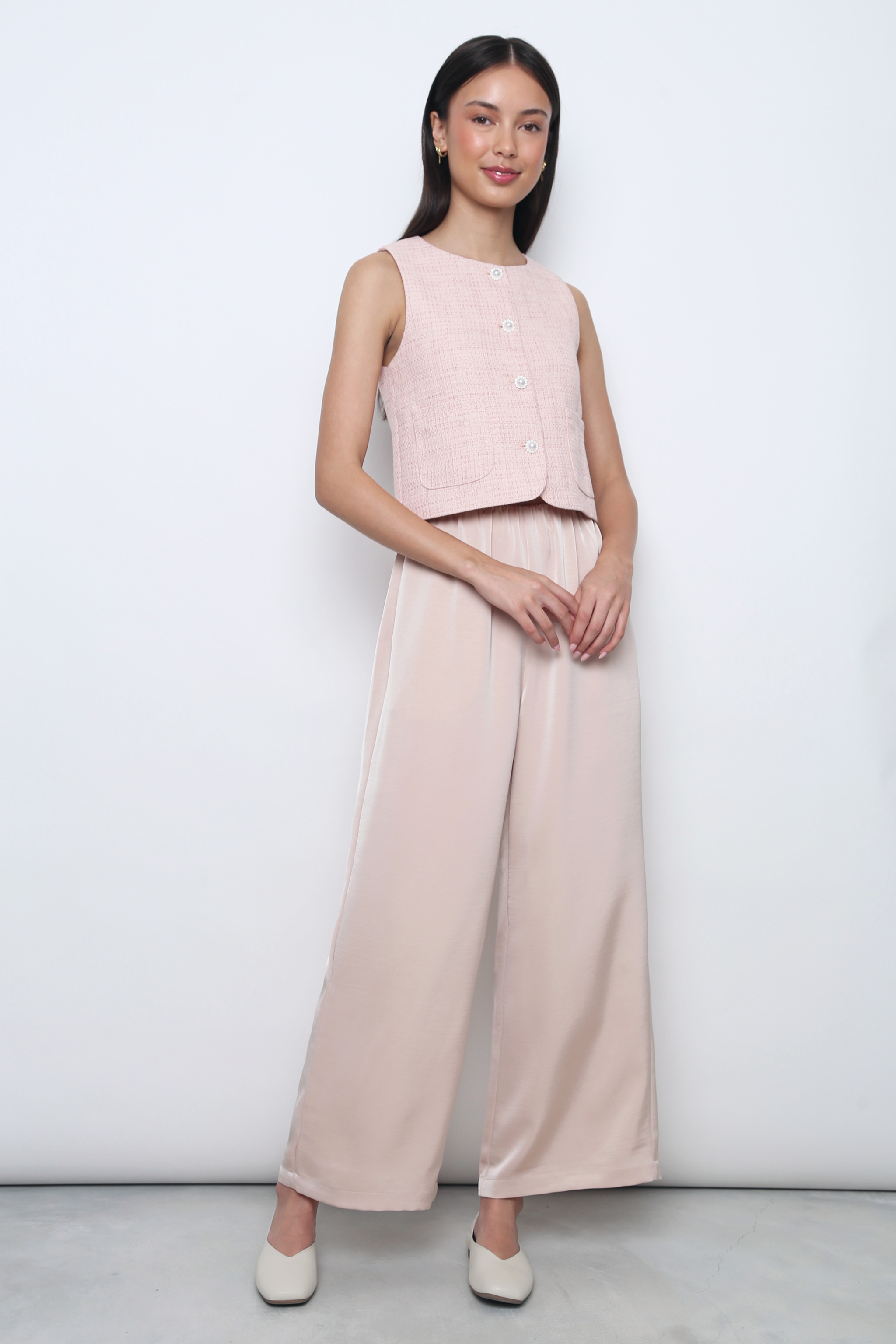 (Petite) Daydreamer 2.0 Wide Leg Pants Champagne Rose (Restock)