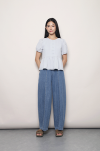Dear Pleat Peplum Blouse Powder Blue