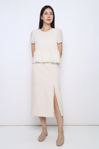 Desk To Dinner Slit Skirt Ecru (Restock)