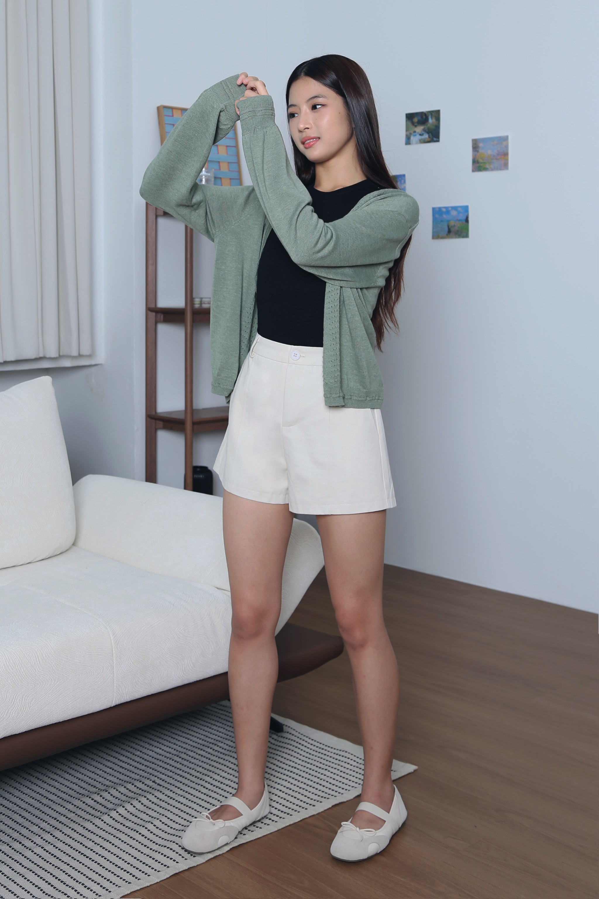 Eclat Eyelet Cardigan Sage