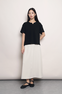 Easy On Repeat Waffle Tee Black