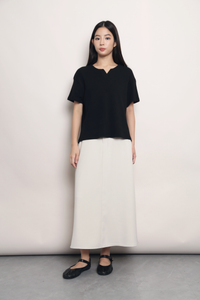 Easy On Repeat Waffle Tee Black
