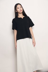 Easy On Repeat Waffle Tee Black