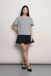 Easy On Repeat Waffle Tee Grey