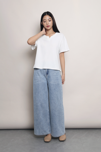 Easy On Repeat Waffle Tee White