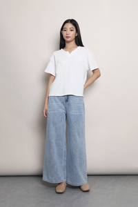 Easy On Repeat Waffle Tee White