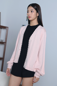 Eclat Eyelet Cardigan Blush Pink