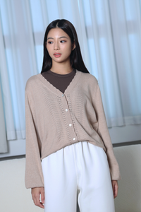 Eclat Eyelet Cardigan Sand