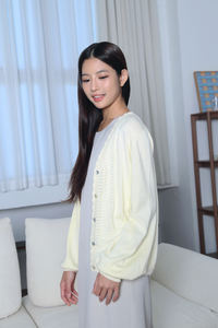 Eclat Eyelet Cardigan Vanilla Yellow
