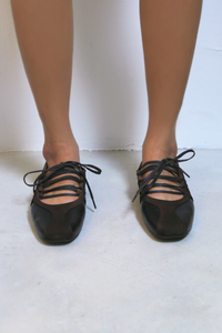 Eleanor Lace Up Leather Flats Brown