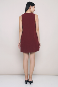 Aurelia Bow Shift Dress Burgundy