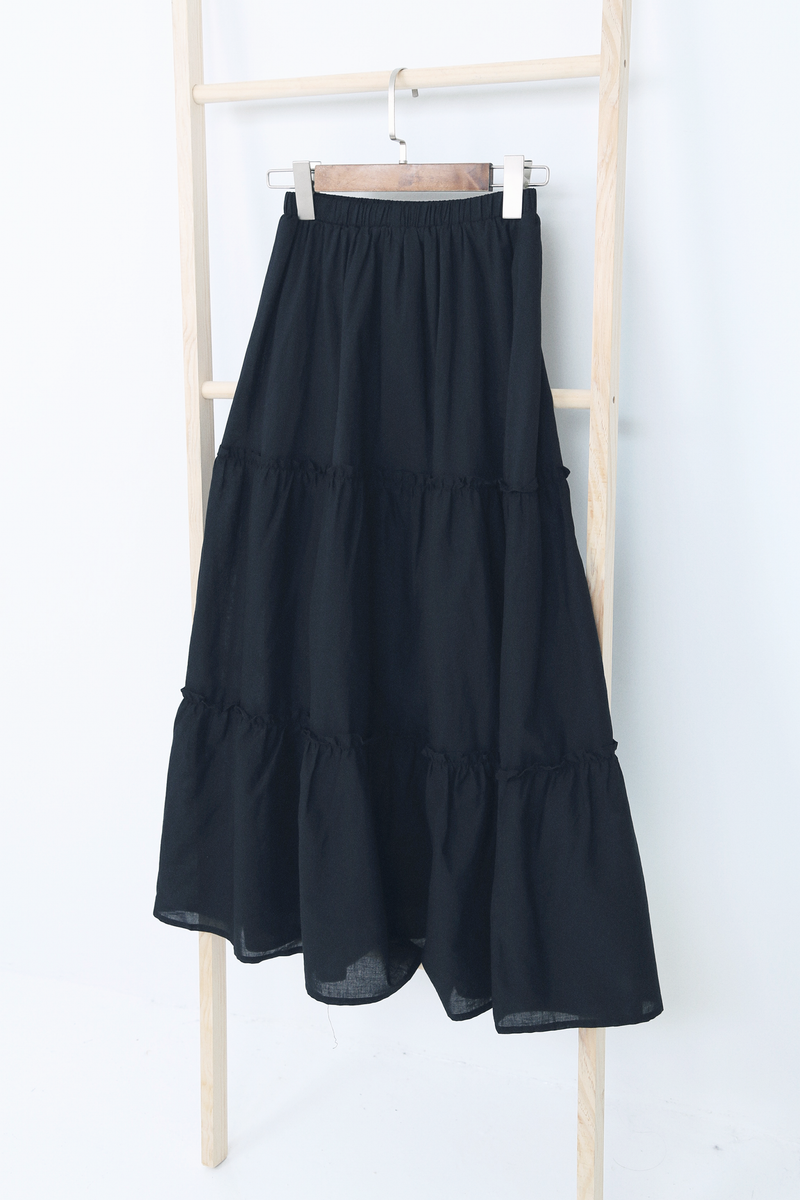 Eloise Tiered Maxi Skirt Black