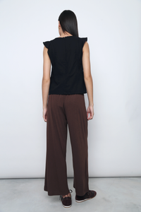 English Breakfast Eyelet Sleeveless Blouse Black