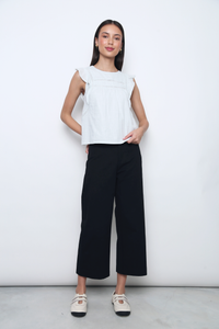 English Breakfast Eyelet Sleeveless Blouse Icy Blue
