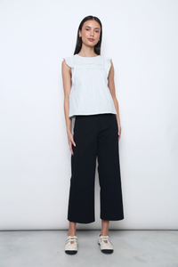 English Breakfast Eyelet Sleeveless Blouse Icy Blue