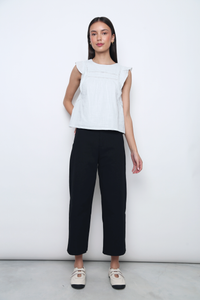 English Breakfast Eyelet Sleeveless Blouse Icy Blue