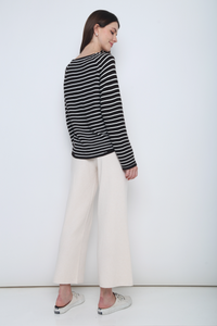 Essential Stripes Knit Top Chestnut Brown & White