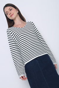 Essential Stripes Knit Top White & Black