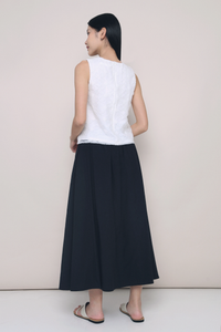 Euniq Pleat Around Midaxi Skirt Midnight Navy (Hollyhoque)