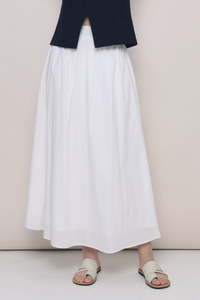 Euniq Pleat Around Midaxi Skirt White (Hollyhoque)