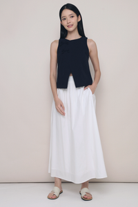 Euniq Pleat Around Midaxi Skirt White (Hollyhoque)