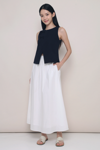 Euniq Pleat Around Midaxi Skirt White (Hollyhoque)